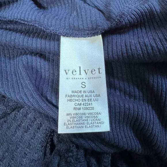 VELVET GRAHAM & SPENCER Navy Bertha Open Textured Cardigan Sweater NWT Small - Picture 9 of 10